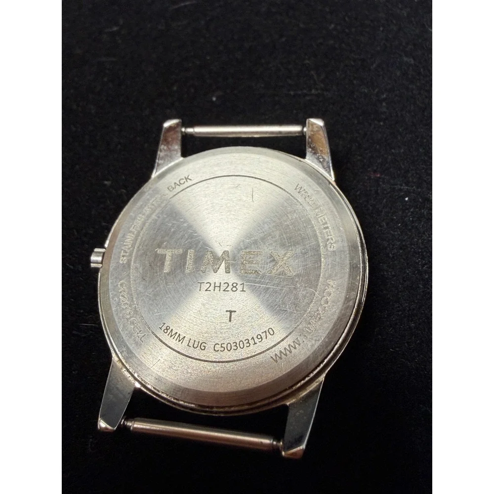 Timex Mens Easy Reader T2H281 Indiglo White Dial Silver Tone Watch Head 18mm Lug